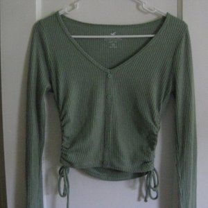 Hollister Ruched Side Long Sleeve Baby Tee Sz. Small